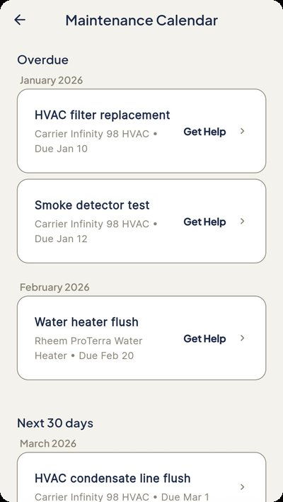 HomeFolder Maintenance Calendar